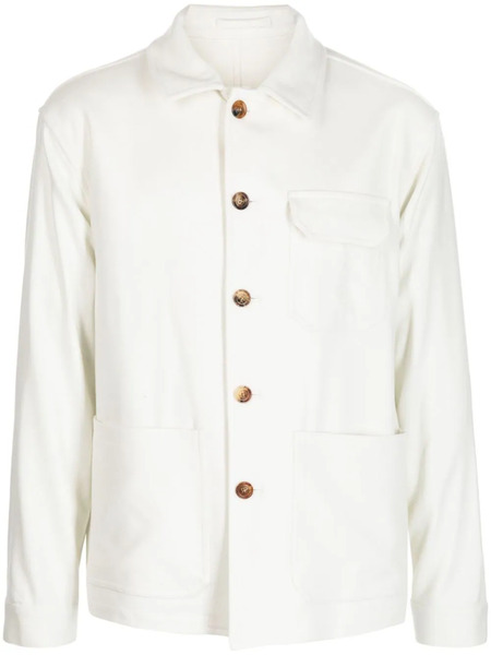  Lardini Buttoned Cotton Shirt Jacket - White 