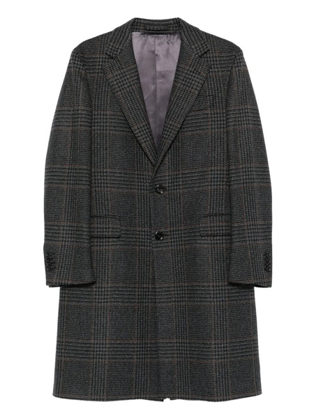  Lardini Checked Wool Coat - Black 