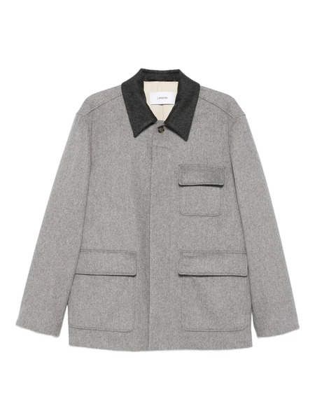  Lardini Contrast-collar Wool Shirt Jacket - Grey 