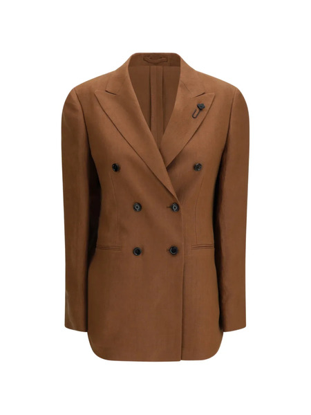  Lardini Double-breasted Brooch Blazer - Brown 