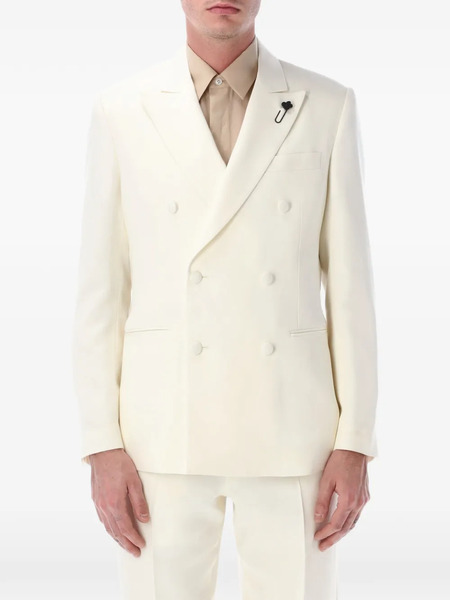  Lardini Double-breasted Jacket - White 