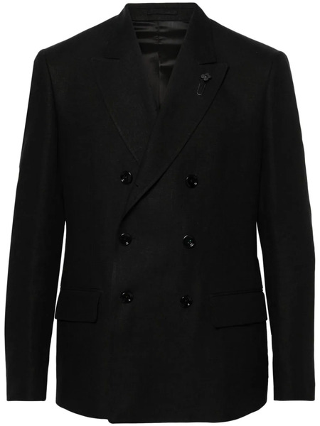  Lardini Double-breasted Linen Blazer - Black 