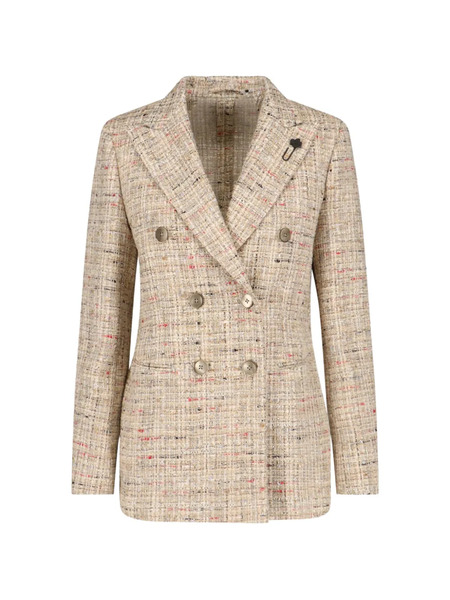  Lardini Double-breasted Tweed Blazer - Neutrals 