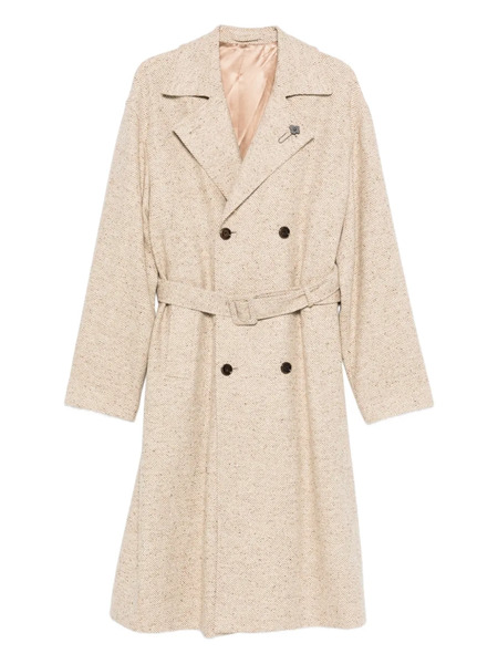  Lardini Herringbone Belted Coat - Neutrals 