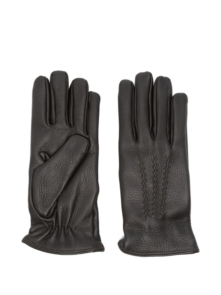  Lardini Leather Stitched Gloves - Brown 