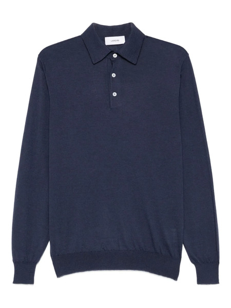  Lardini Long-sleeve Button Polo Shirt - Blue 