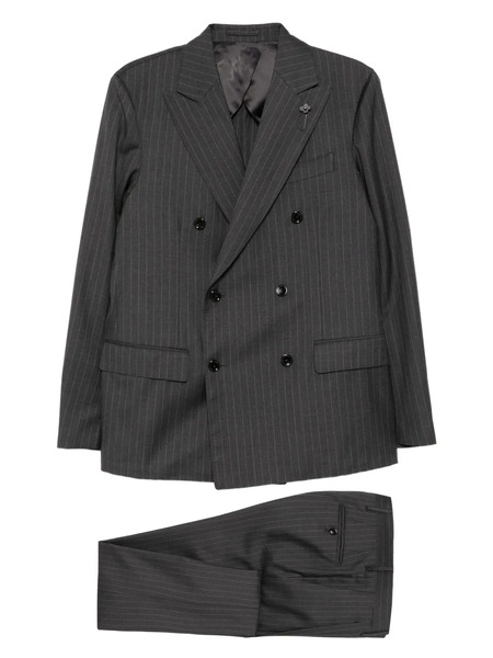  Lardini Pinstripe Double-breasted Suit - Grey 