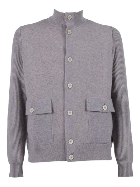  Lardini Ribbed-panel Wool Cardigan - Grey 