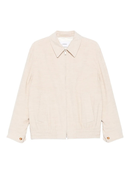  Lardini Ribbed Zip-up Overshirt - Neutrals 