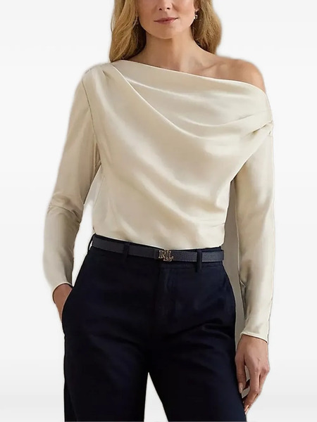 Lauren Ralph Lauren Draped Long-sleeve Blouse - Neutrals 