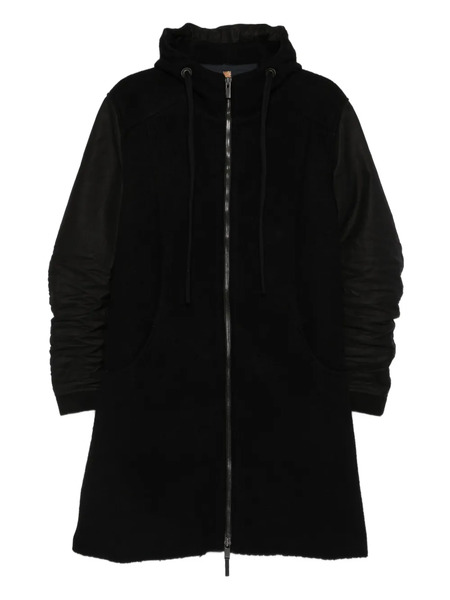  Layer Zero Stripe-detail Hooded Coat - Black 
