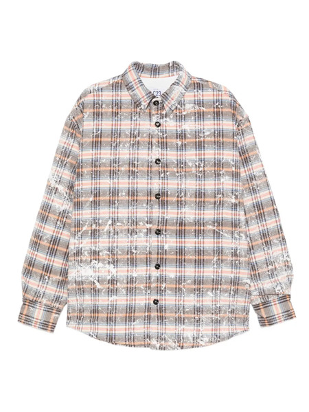  Lc23 Checked Paint-splatter Shirt Jacket - Brown 