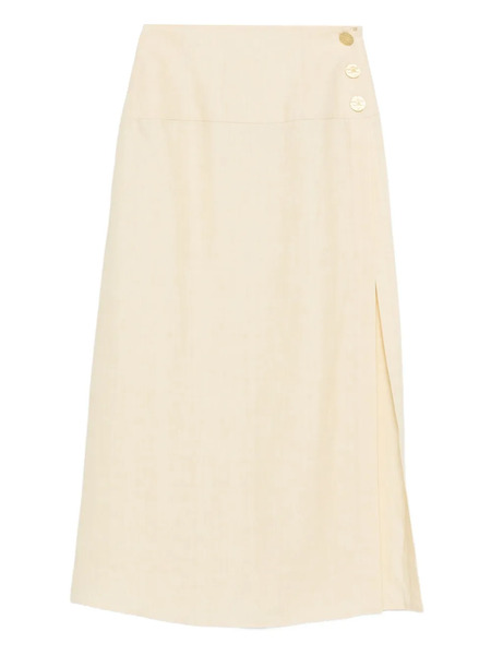  Le Kasha Button-front Split Skirt - Yellow 