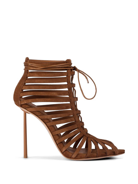  Le Silla Cage 120mm Suede Ankle Boots - Brown 