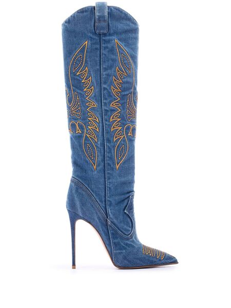  Le Silla Eva 120mm Embroidered Boots - Blue 