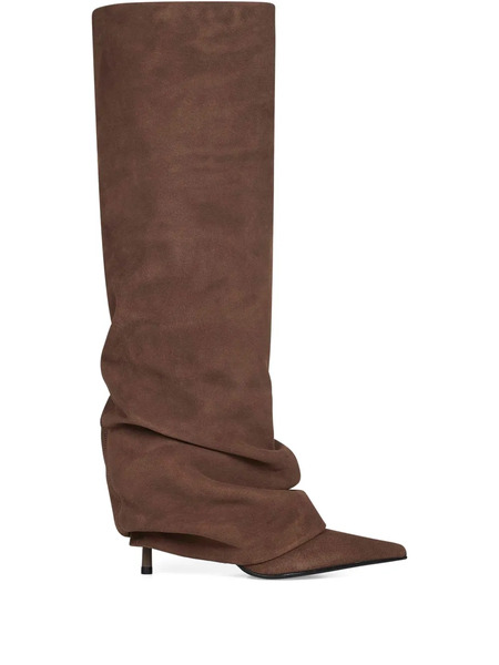  Le Silla 85 Mm Draped-cuff Leather Boots - Brown 