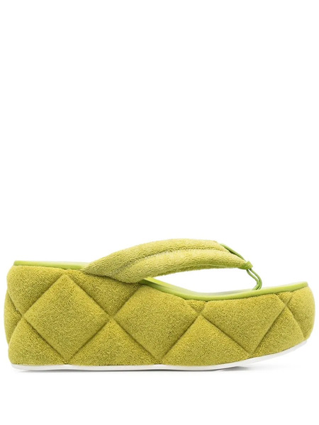  Le Silla Square Wedge Sandals - Green 
