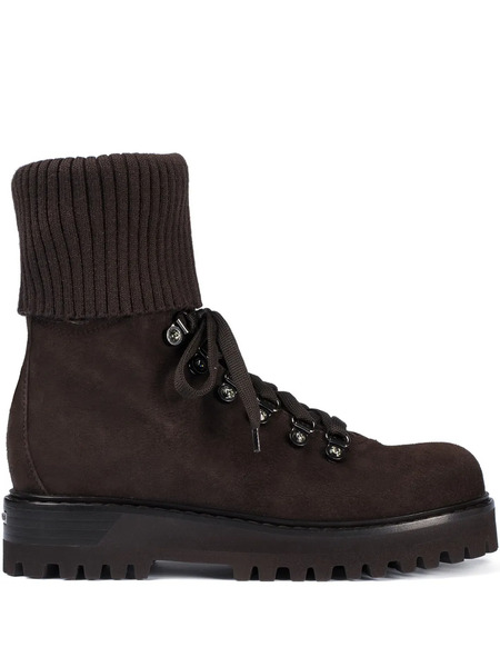  Le Silla St. Moritz Knitted-cuff Ankle Boots - Brown 