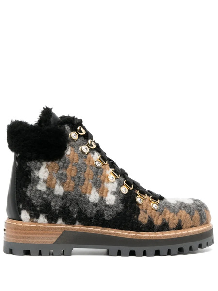  Le Silla St. Moritz Wool Ankle Boots - Black 