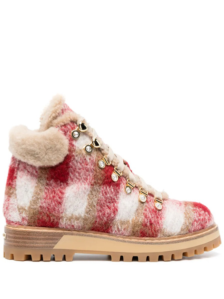  Le Silla St. Moritz Wool Ankle Boots - Red 