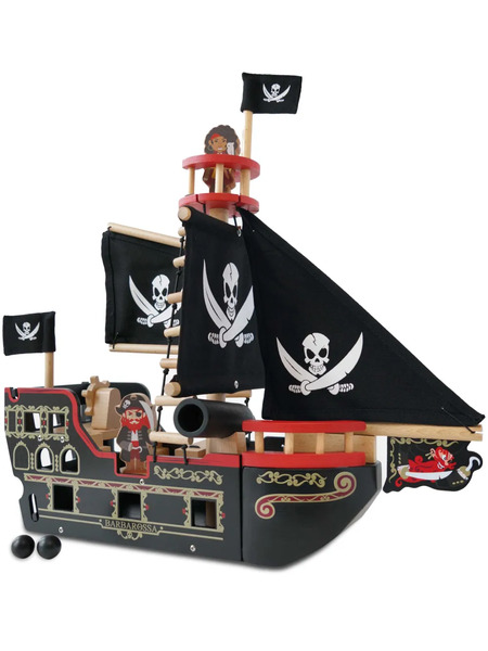  Le Toy Van Barbarossa Pirate Ship Toy - Black 
