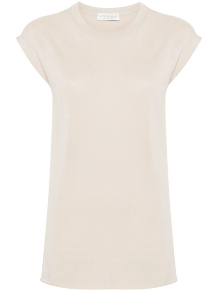  Le Tricot Perugia Cap-sleeve Fine-knit Top - Neutrals 