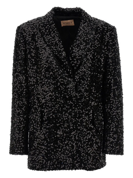  Le Twins Sequin Double-breasted Blazer - Black 