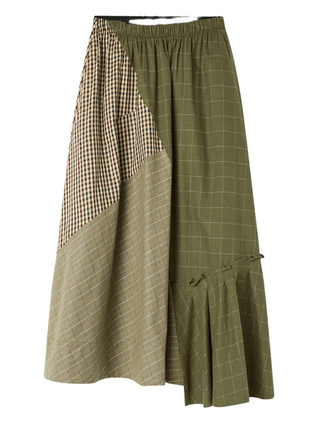  Lee Mathews Checked-pattern Midi Skirt - Green 