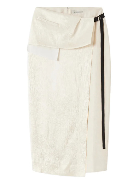  Lee Mathews Textured Belted Skirt - Neutrals 