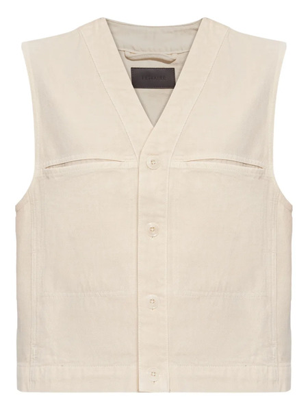  Lemaire Button-fastening Sleeveless Vest - Neutrals 
