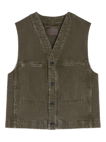 Lemaire Button-up Gilet - Green 