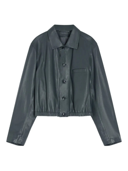  Lemaire Buttoned-up Elasticated Leather Jacket - Grey 