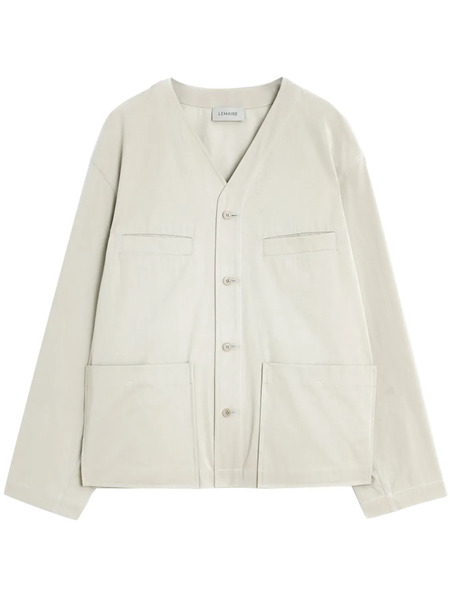  Lemaire Collarless Shirt Jacket - Neutrals 