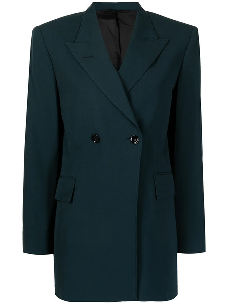  Lemaire Double-breasted Button Blazer - Blue 