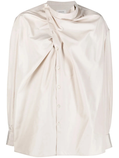  Lemaire Draped Silk Shirt - Neutrals 