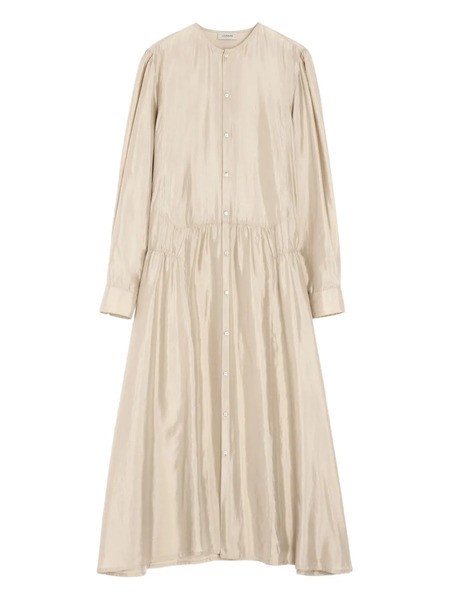  Lemaire Gathered Buttoned Maxi Dress - Neutrals 