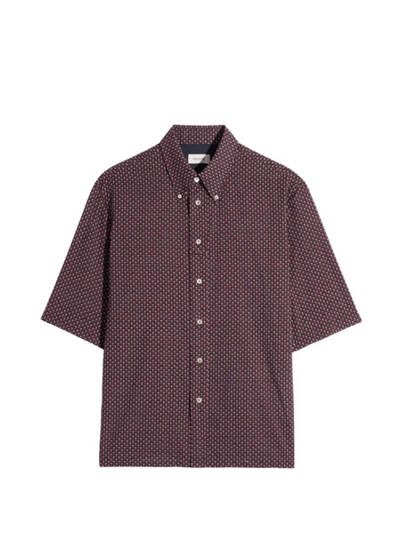  Lemaire Geometric-print Button-down Shirt - Brown 