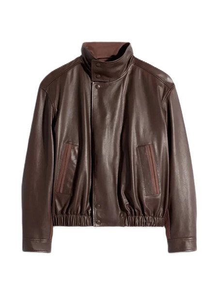  Lemaire Leather Bomber Jacket - Brown 