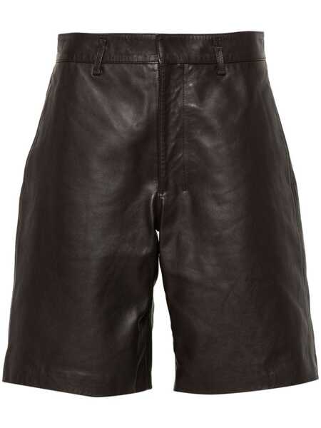  Lemaire Leather Knee Shorts - Brown 
