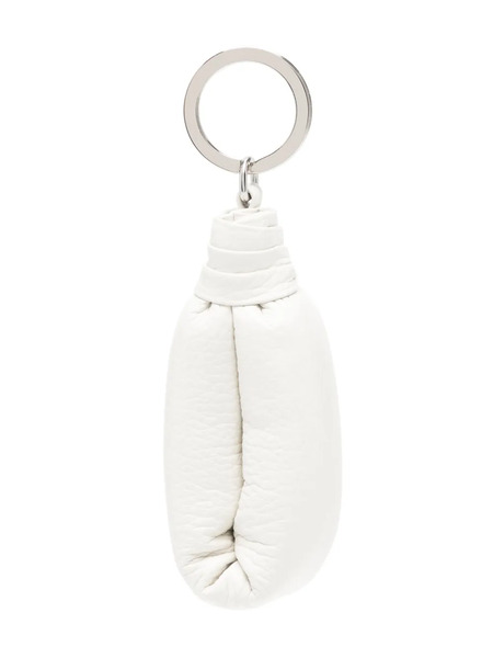  Lemaire Logo-engraved Leather Keyring - White 