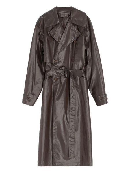  Lemaire Metallic-effect Double-breasted Trench Coat - Brown 