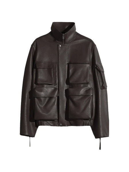  Lemaire Multi-pocket Leather Jacket - Brown 
