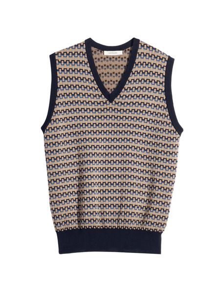  Lemaire Patterned V-neck Vest - Neutrals 