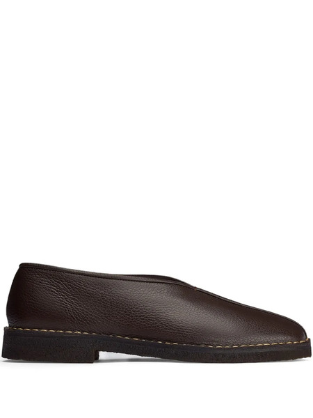  Lemaire Piped Square-toe Slippers - Brown 
