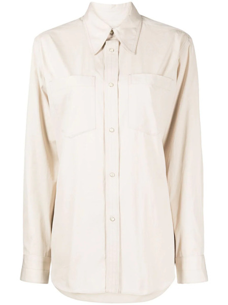  Lemaire Pointed-collar Press-stud Shirt - Neutrals 