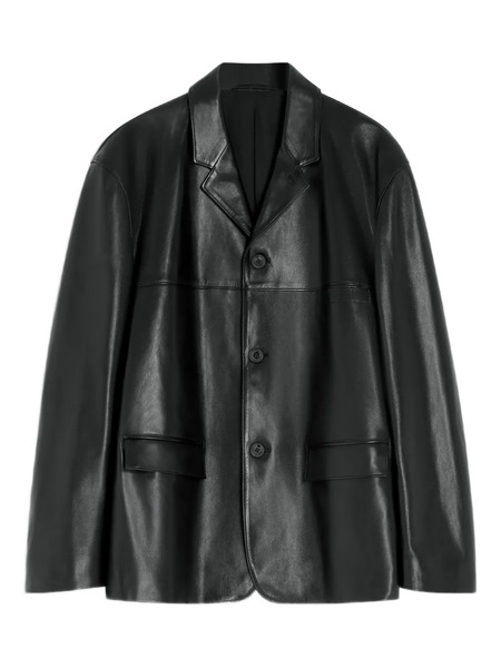  Lemaire Tailored Single-breasted Leather Jacket - Black 