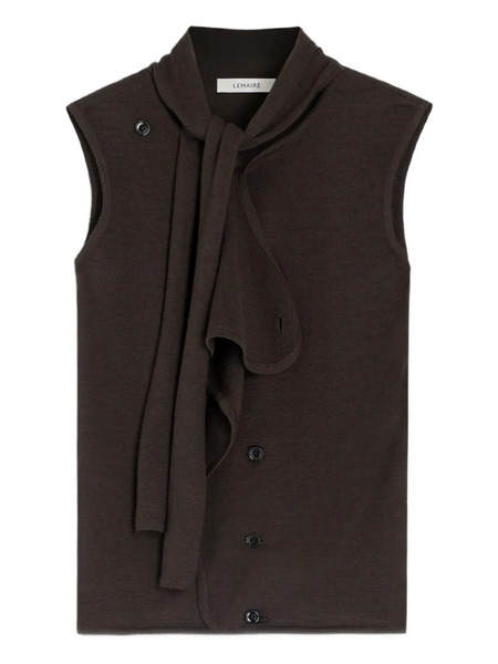  Lemaire Tie-neck Knitted Vest - Brown 