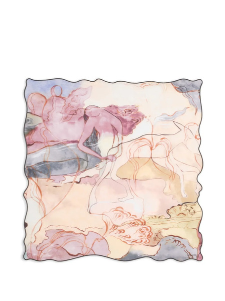  Lemaire Watercolour-print Square Scarf - Neutrals 