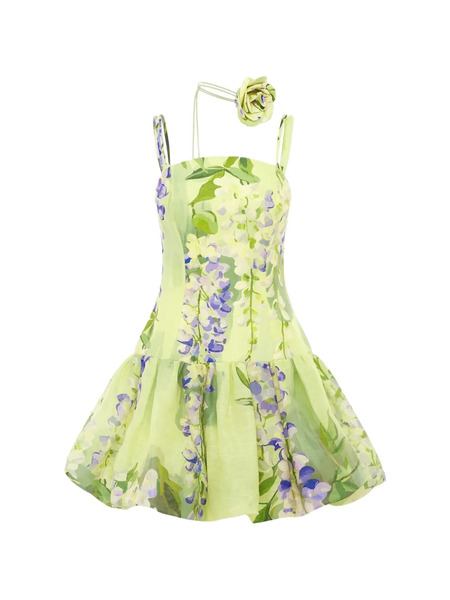  Leo Lin Lorena Floral Mini Dress - Green 
