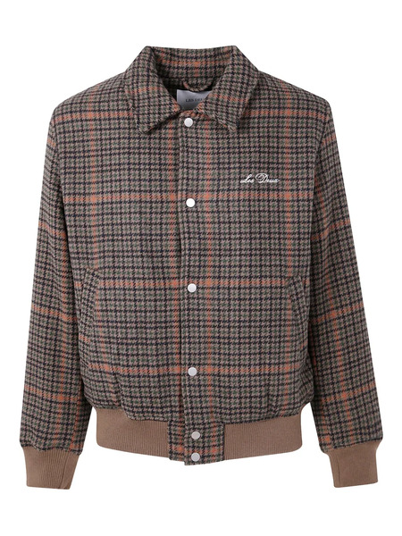  Les Deux Houndstooth-pattern Wool Bomber Jacket - Brown 